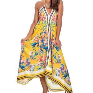 Flying Tomato Yellow Floral Asymmetrical Dress